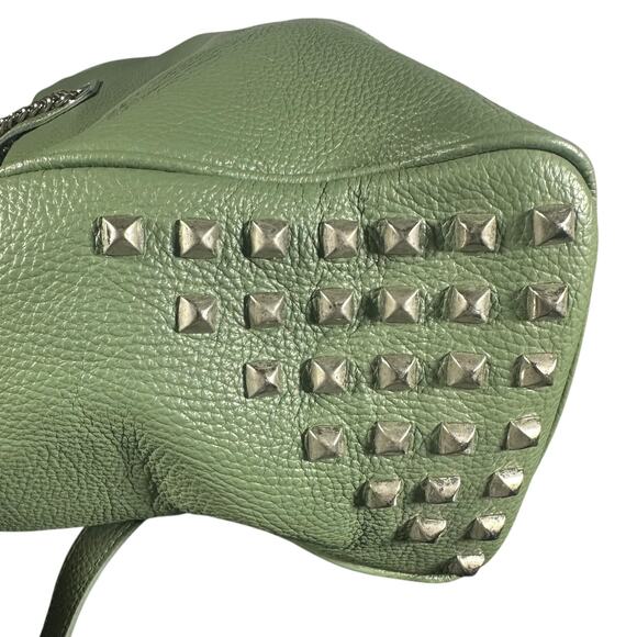 Viola Castellani Milano Green Leather Tote Bag Chain Shoulder Purse studded - Picture 5 of 12